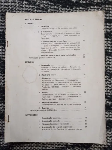 Livro de Biologia - Antigo - Ecologia, Citologia, Reprodução, Embriologia e Histologia 
