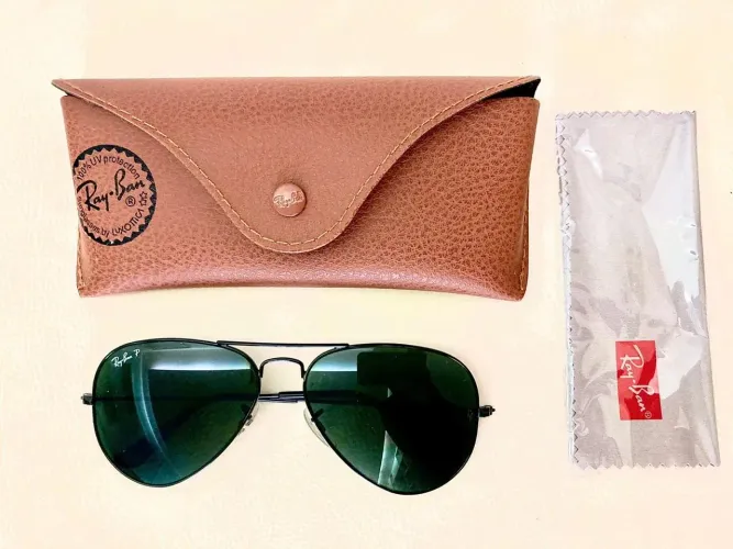Ray-ban Aviator Preto Com Lente Verde Polarizada