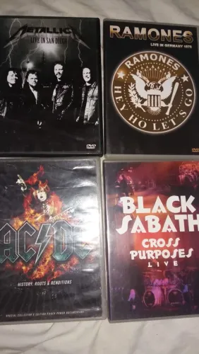 dvds de shows de rock acdc metalica black sabath ramones