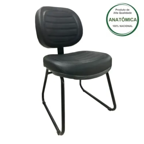 Cadeira Interlocutor Executiva Base Trapézio Estofada Reforçada Corino Preto 31031
