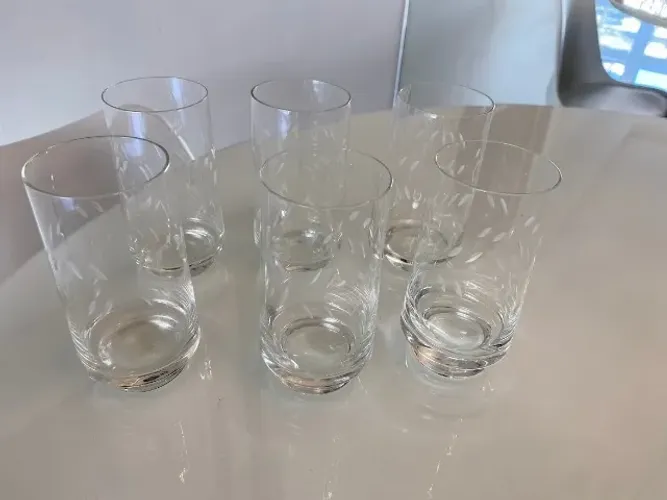 Conjunto 6 copos de cristal década de 70 - lindos! Preço final R$ 285,00