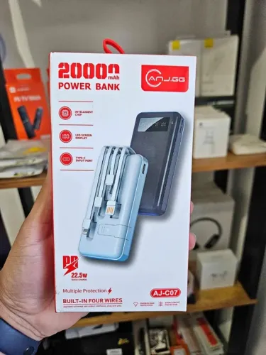 Powerbank Universal 20000mAh - Compacto com 4 Tipos de Cabos