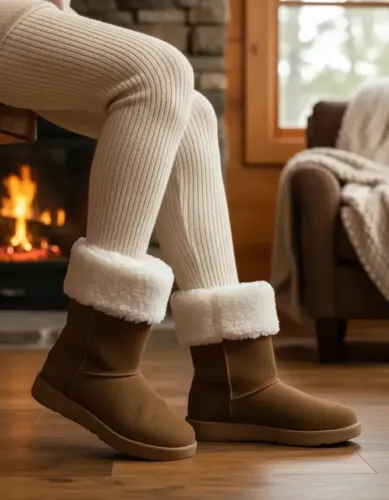 Bota Feminina Camurça/ Forrada Com Lã / Pele inverno