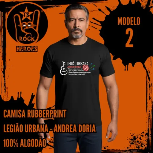 Camisa Rubberprint Frases Legião Urbana Andrea Doria Nada Mais Vai me Ferir 100% Algodão