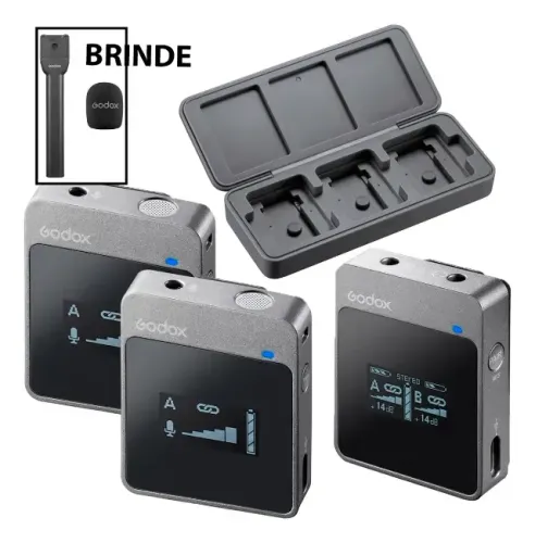 Microfone Portátil Sem Fio Godox Movelink M2 Cinza-escuro + Brinde 
