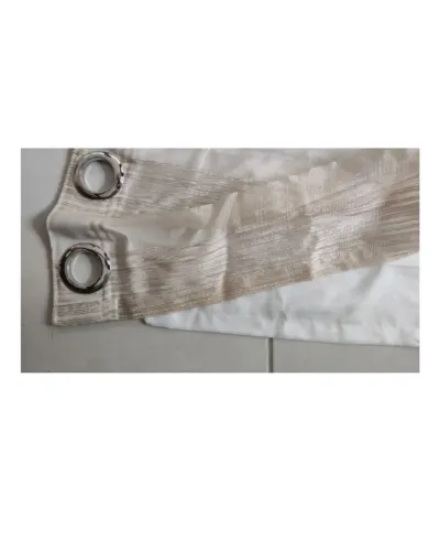 Cortinas voil bege com argolas cromadas - 196 x 230 cm