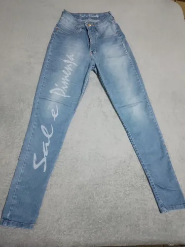 Calça jeans feminina sal e pimenta