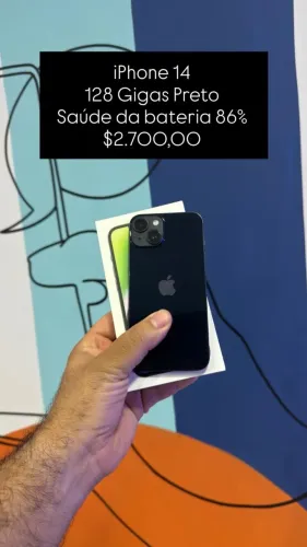 iPhone 14 /128GB / Preto / Saúde de bateria 86% / R$ 2.700,00