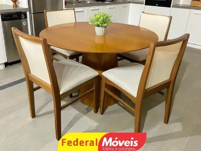 Mesa 1,20m Tampo Laminado com 4 cadeiras Capri (NOS CHAME NO WHATSAPP)