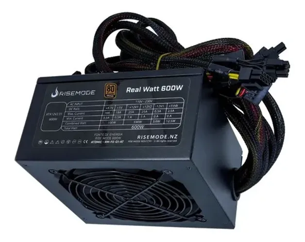 Fonte ATX 600W Real PFC Ativo 80+E Rise Mode Atomic Led Branco - WZetta