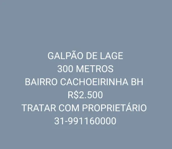 Aluguel de galpão bairro cachoeirinha bh