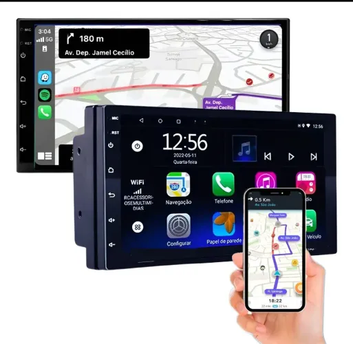 Multimídia MP10 car play e Android auto sem fio 
