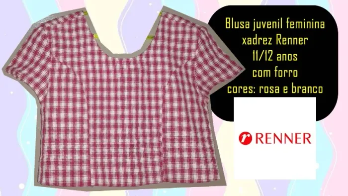 Blusa juvenil feminina xadrez Renner 11/12 anos com forro