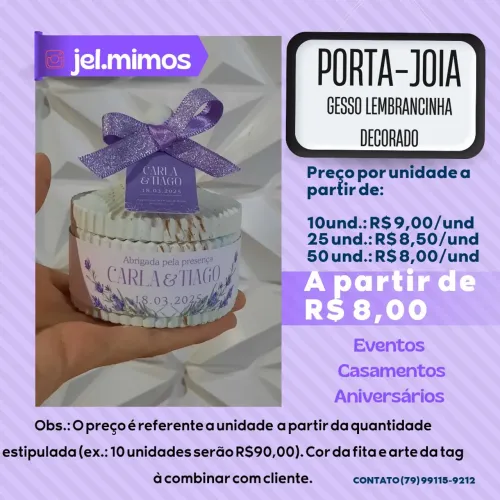 Porta-Joia Gesso Lembrancinha Decorado