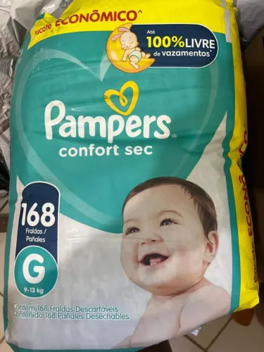 Fraldas Pampers Confort Sec Tamanho G - 168 unidades