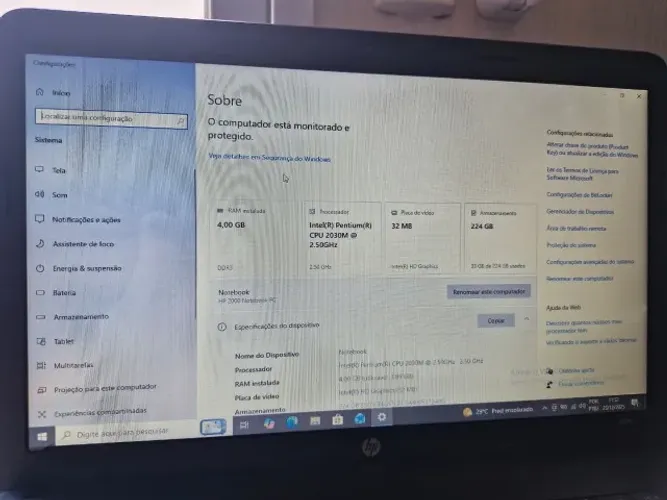 Notebook HP 2000 Intel Pentium 2030m (FUNCIONANDO PERFEITAMENTE)