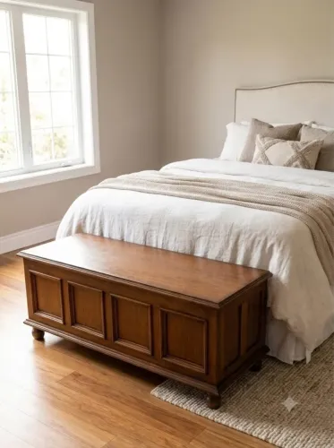 Baú Arca em Madeira Estilo Clássico Aparador Cama