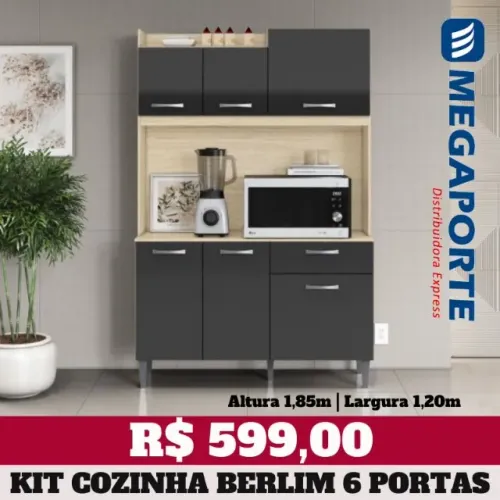Armário de Cozinha Kit 6 Portas 1 Gaveta (Novo) Entrega Grátis! 