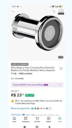 Olho mágico soprano para porta 