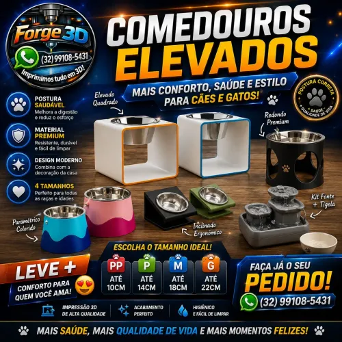 Comedouros Elevados Para Pet Cães e Gatos