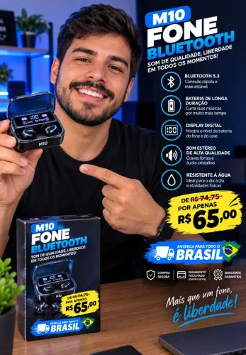 FONE DE OUVIDO BLUETOOTH SEM FIO