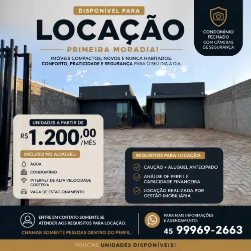 Apartamento Novo para Alugar em Corbélia | Primeira Moradia | Condomínio Fechado