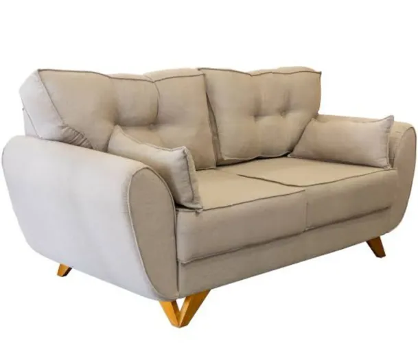 Sofá Almofada 2 Lugares Linho Napoles 180cm Bege - Orthonobre