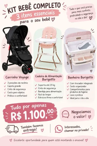 ? KIT BEBÊ COMPLETO - 3 ITENS POR R$ 1.100,00! ?