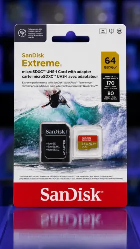 MEMÓRIA MICRO SD 4k EXTREME 64GB 170MB/s, PRODUTO NOVO E LACRADO!