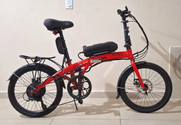 Bicicleta Elétrica Pliage Plus Vermelha 350w c/ computador de bordo 7 marchas