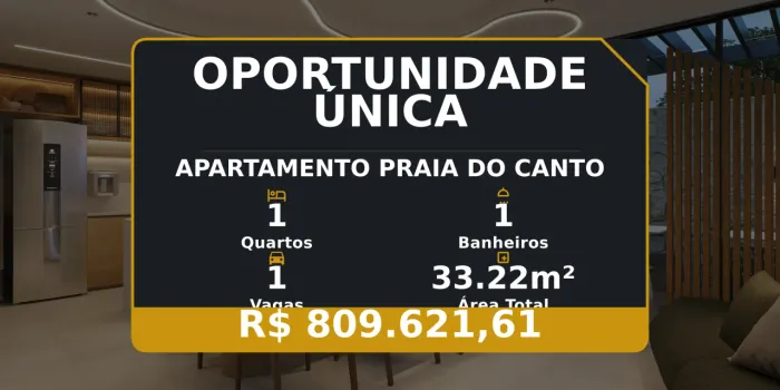 Incrível Apartamento 1 Quarto na Praia do Canto | Lazer Completo
