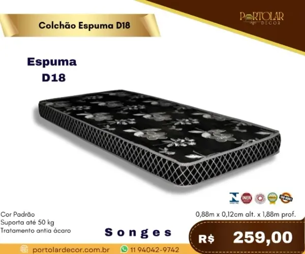 Colchão espuma Densidade 18 a pronta entrega