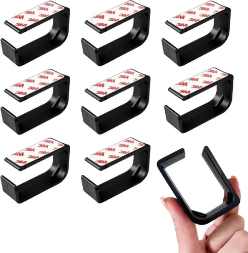 Kit 8 Organizadores De Fios E Cabos Autoadesivo Preto