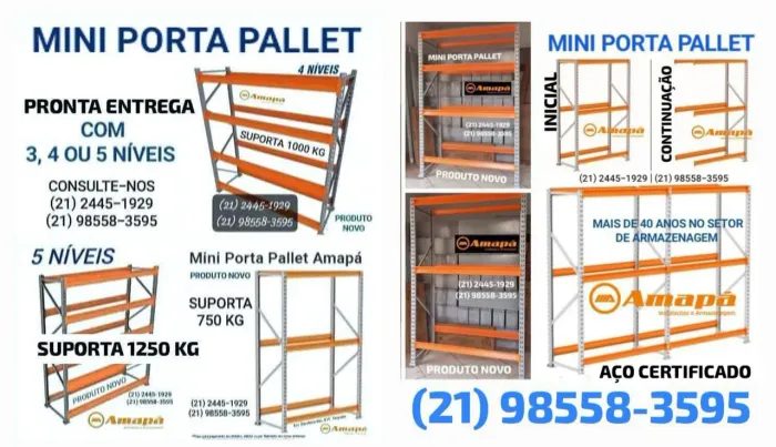 Mini Porta Pallet Altas Cargas | AMAPÁ 40 Anos no setor de armazenagem