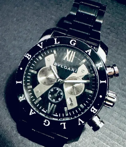 Relógio BVLGARI Black 44mm, Swiss Made pulseira Steel