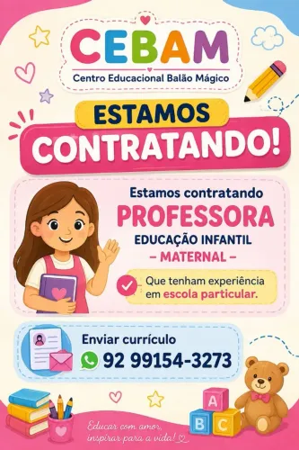 Estamos contratando professora auxiliar