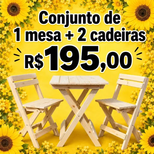 Mesa e cadeiras dobráveis