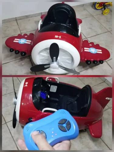 (Veja o vídeo) Avião Elétrico infantil Grande 12v Vermelho Carro Moto