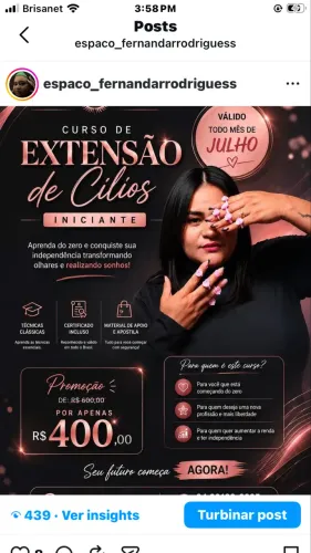 Curso de extensão de cílios