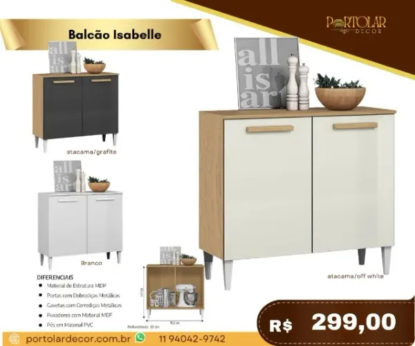 Balcão Isabelle, de a pronta entrega