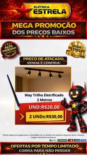 Way Trilho Eletrificado 2 Metros - Promoção com Preço de Atacado