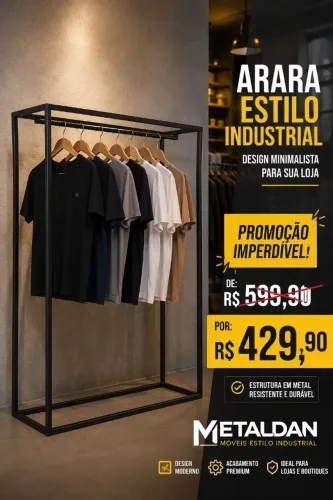 Arara de roupas Estilo Industrial