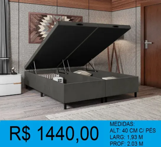 Box Bau Bipartido King Size1,93x2,03 - ENTREGA GRATIS