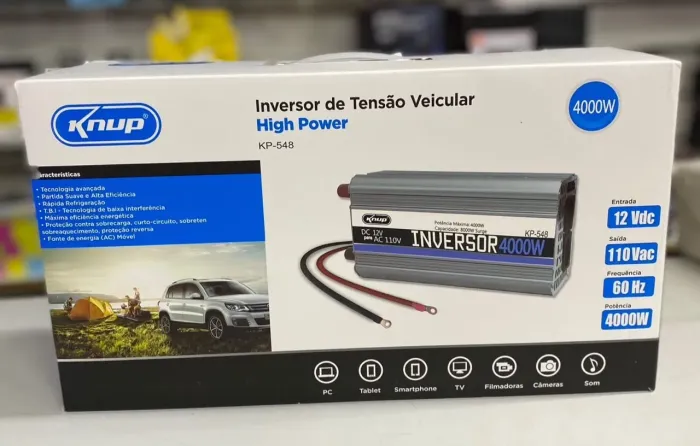 Inversor de tensão veicular 4000W 12V para 110V Kanup