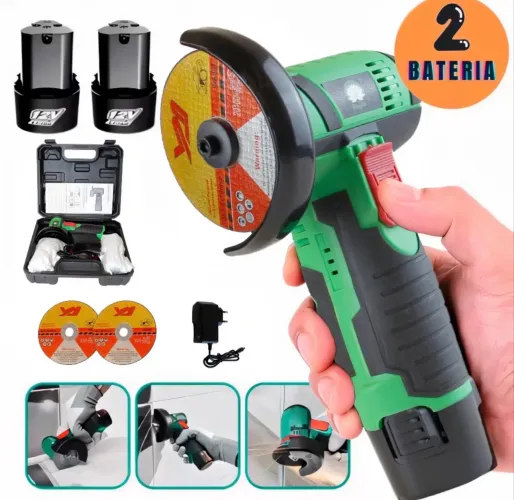 Mini Esmerilhadeira Lixadeira Elétrica Sem Fio Bivolt 110v/220v 2 Baterias 12V Com Maleta