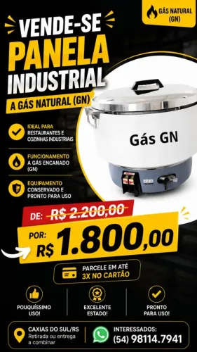 Panela de Arroz Industrial - Gás Natural 
