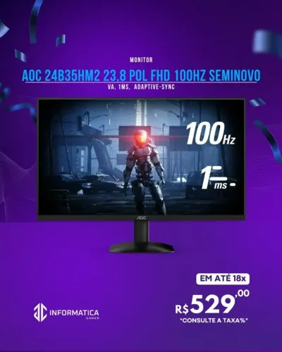 MONITOR AOC 24B35HM2 FHD 23,8 POL 100HZ SEMINOVO