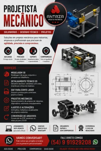 Projetista Mecânico | SolidWorks | Desenho Técnico e Modelagem 3D  Descrição: