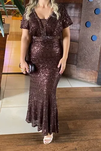 Vestido de festa madrinha ou formanda cor marrom