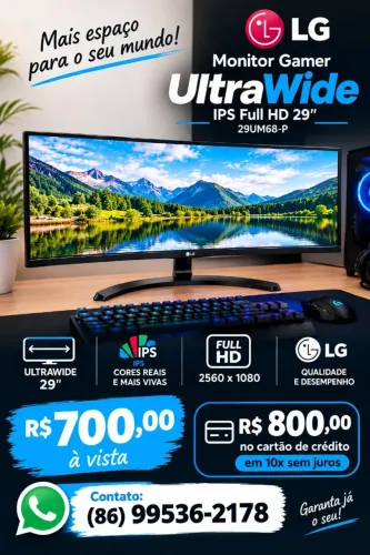 Monitor Gamer UltraWide LG - IPS Full HD 29 (Aceito cartão)